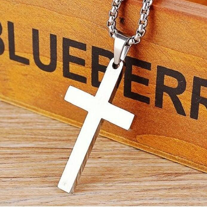 Titanium Steel Simple Cross Necklaces Pendants For Men And Women Stainless Steel Jewelry Christian Jewellery