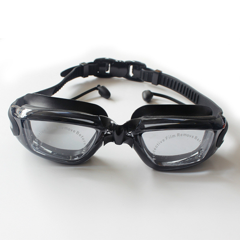 Adult goggles swimming Waterproof myopia swimming goggles Siamese earplugs electroplating anti-fog