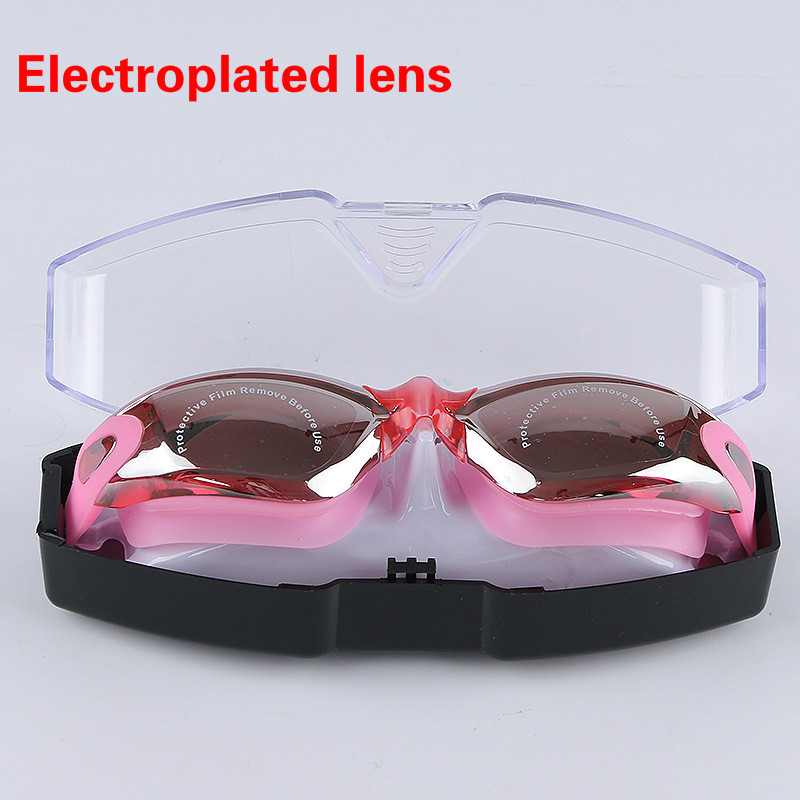Adult goggles swimming Waterproof myopia swimming goggles Siamese earplugs electroplating anti-fog