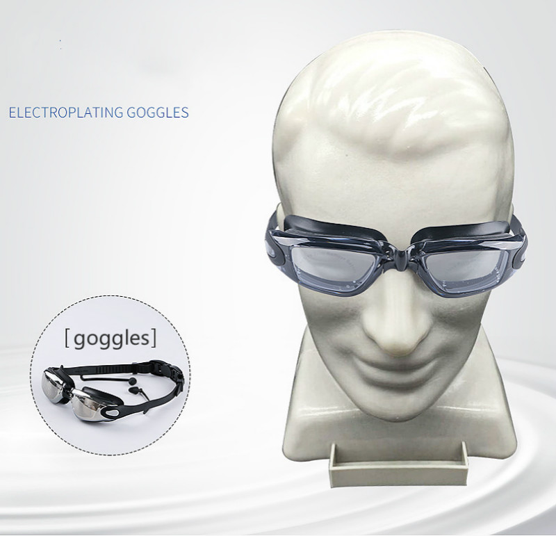 Adult goggles swimming Waterproof myopia swimming goggles Siamese earplugs electroplating anti-fog