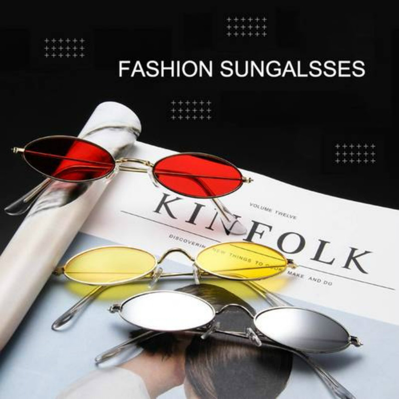 2018 New Vintage Trendy Small Oval Frame Sunglasses Women&apos;s Retro Fashion Shades  dress up Glasses