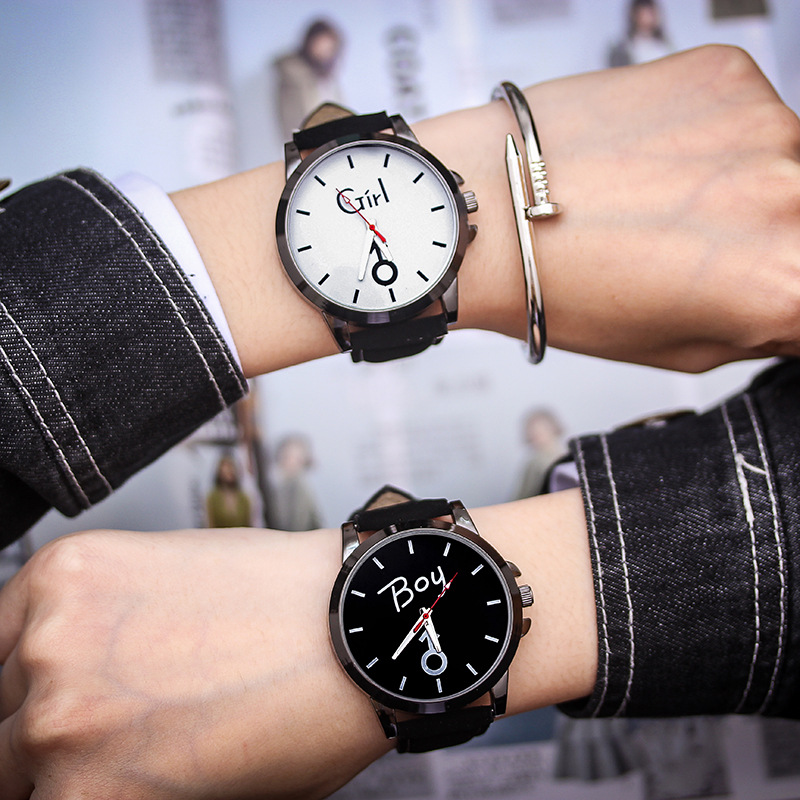 2 PCS couple watch set Korean version of the retro simple luminous watches men women quartz watched