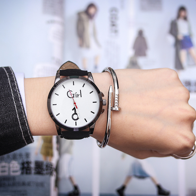 2 PCS couple watch set Korean version of the retro simple luminous watches men women quartz watched