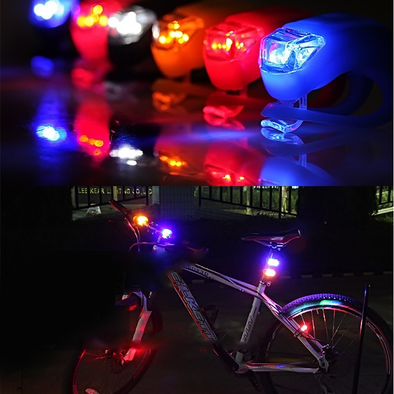 2PCS Bicycles Light Silicone LED Head Front Rear Wheel Bike Light Lamp Waterproof Cycling Accessorie