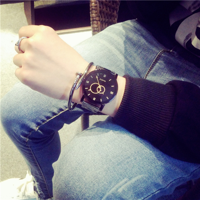 Pair of  Quartz Steel Belt Couple Watches men and women New Korean Trend Student lover Watched