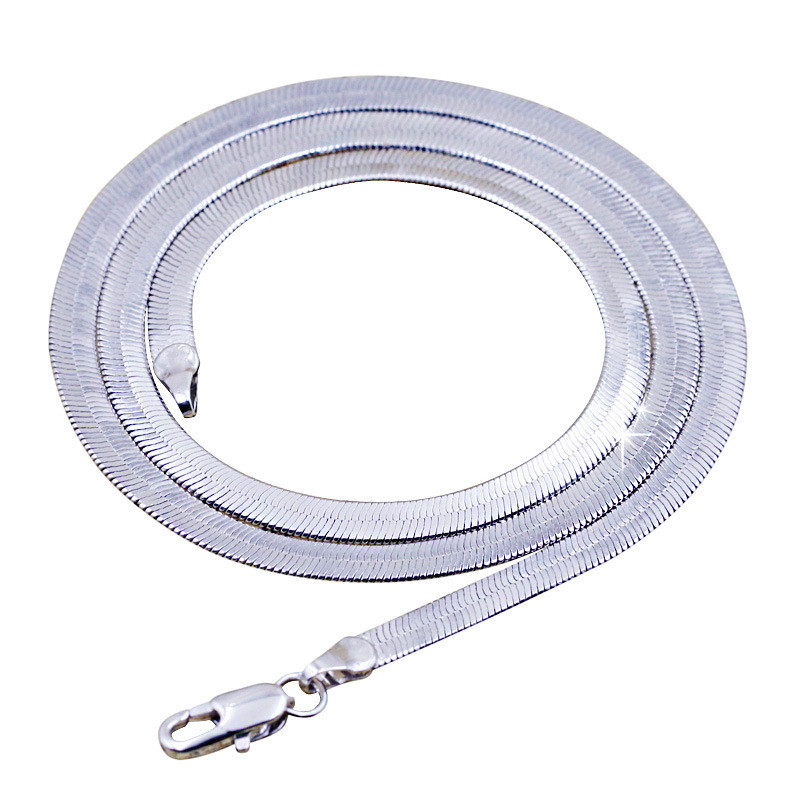 Silver plated temperament necklace for men and women fashion short clavicle flat snake bone chain