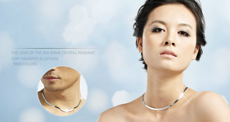 Silver plated temperament necklace for men and women fashion short clavicle flat snake bone chain