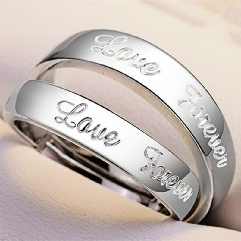 2PCS Couple ring sets men and women studded zircon wedding proposal silver diamond opening Jewellery