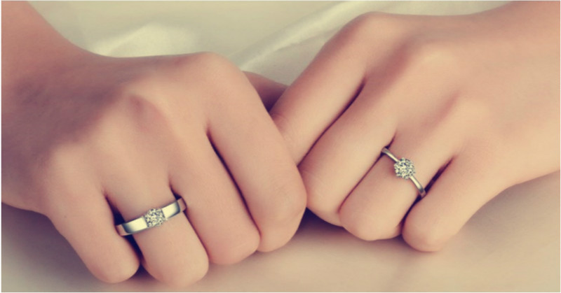 2PCS Couple ring sets men and women studded zircon wedding proposal silver diamond opening Jewellery