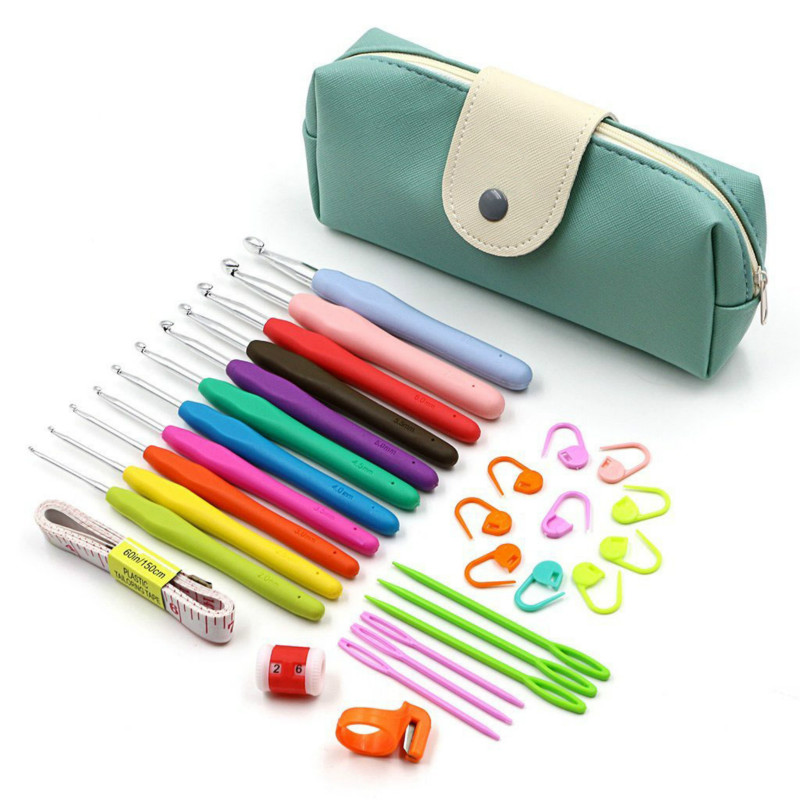 30Pcs/set Crochet Hooks Storage Bag Weave Craft Sewing Needles Sweater Knitting Tools Accessories
