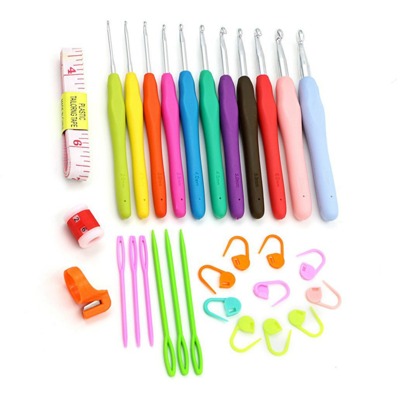 30Pcs/set Crochet Hooks Storage Bag Weave Craft Sewing Needles Sweater Knitting Tools Accessories