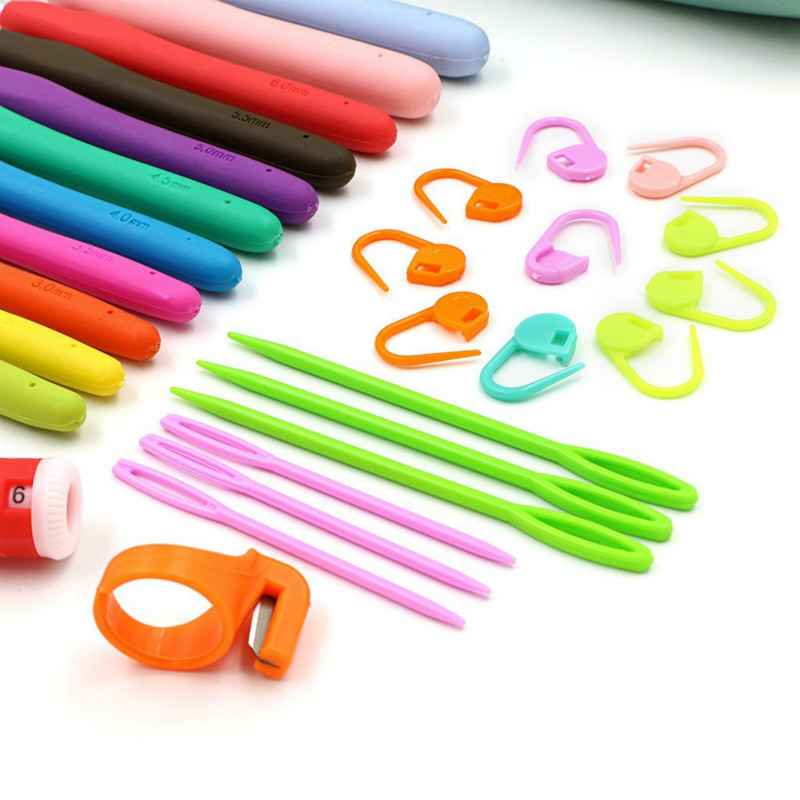 30Pcs/set Crochet Hooks Storage Bag Weave Craft Sewing Needles Sweater Knitting Tools Accessories