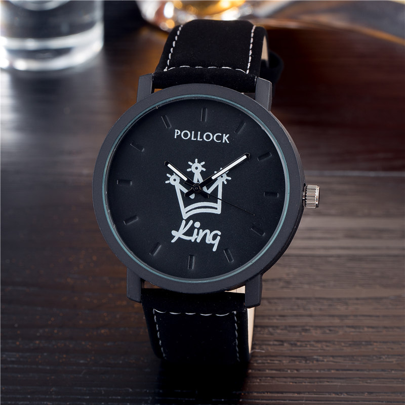 2Pcs/Set Couple crown watches for men and women fashion quartz leather watched ladies gifts for love