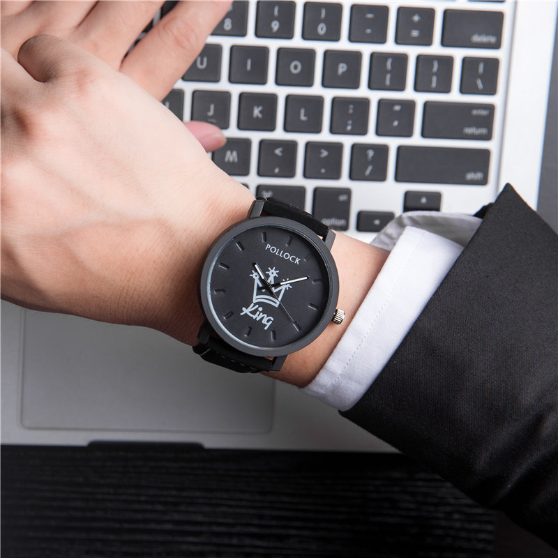 2Pcs/Set Couple crown watches for men and women fashion quartz leather watched ladies gifts for love