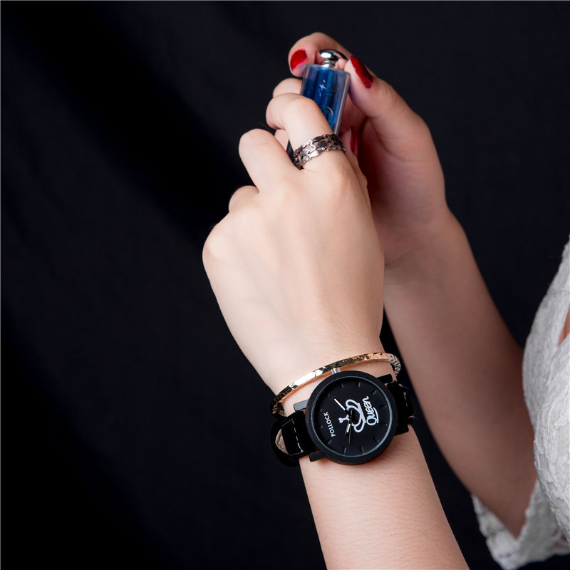 2Pcs/Set Couple crown watches for men and women fashion quartz leather watched ladies gifts for love