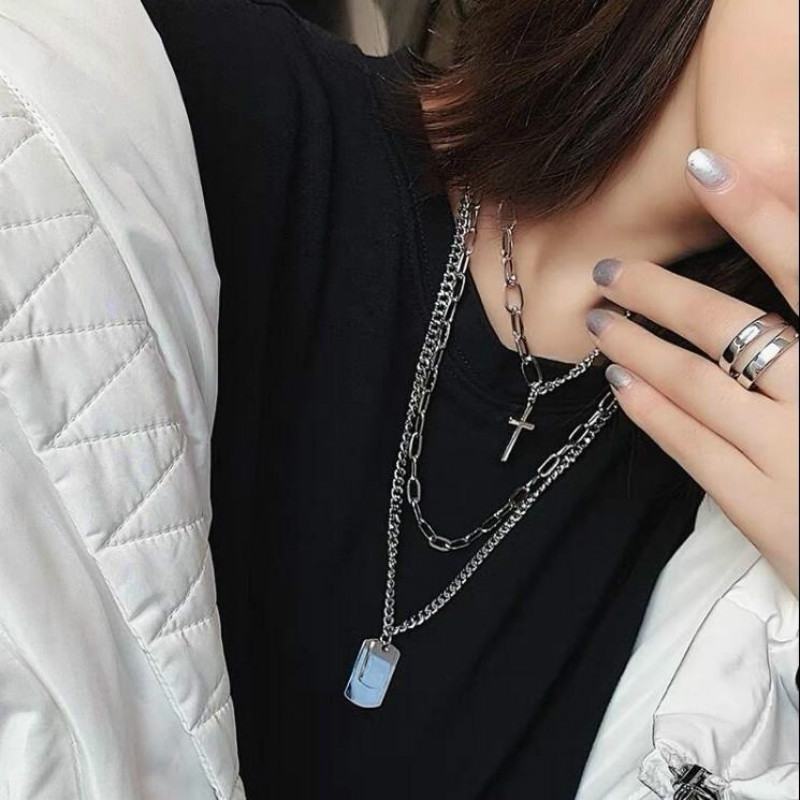 3PCS/SET rendy sexy neck multilayer hip hop long chain cool necklace for women men jewelry gifts