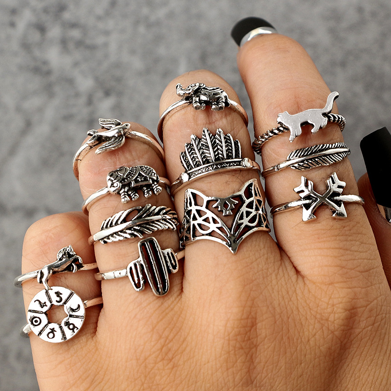 12 PCS/SET rings set rings for women ladies rings in jewellery wedding silver rings jewelry rings