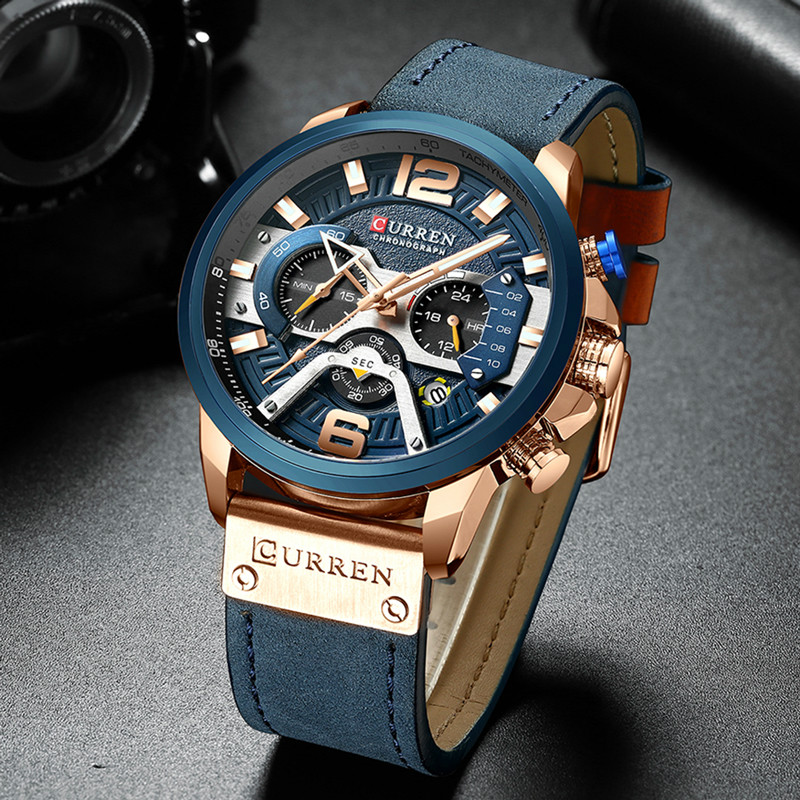 CURREN Casual Sport Watches Men Top Brand Luxury Military Leather WristWatch Clock Chronograph Watch