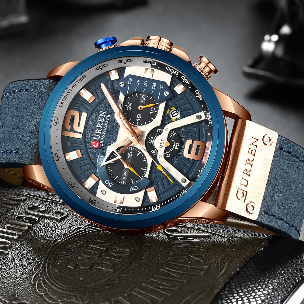CURREN Casual Sport Watches Men Top Brand Luxury Military Leather WristWatch Clock Chronograph Watch