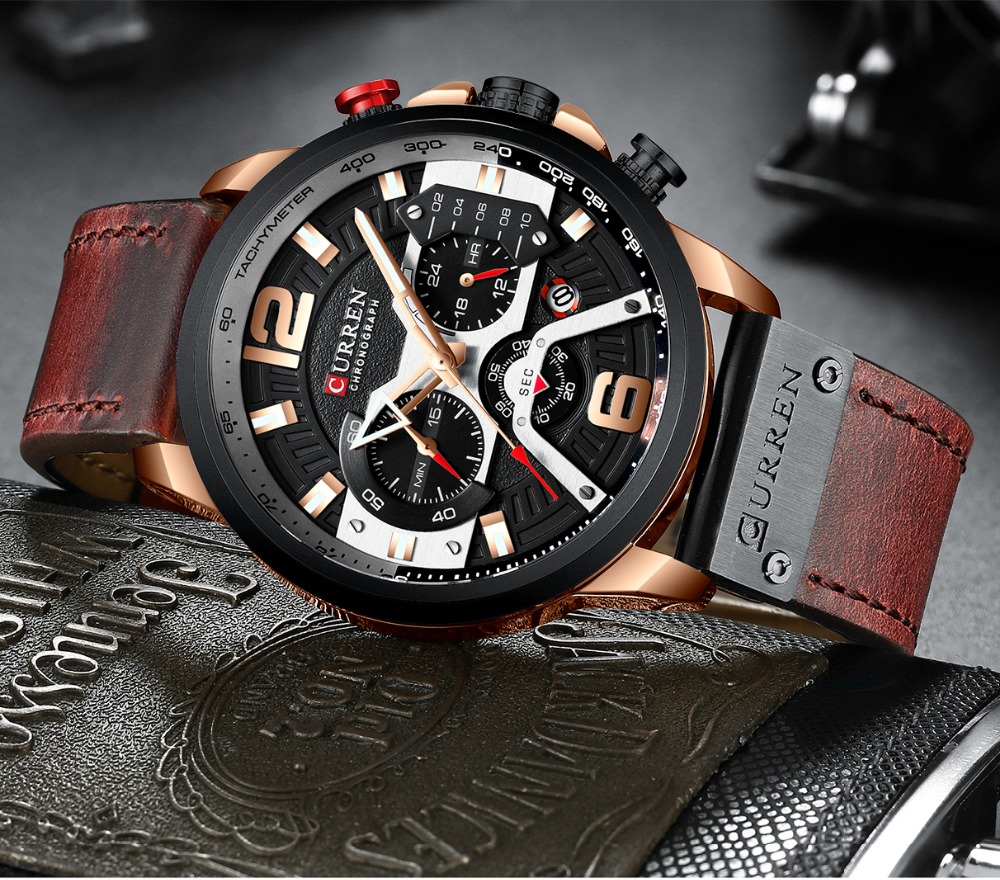 CURREN Casual Sport Watches Men Top Brand Luxury Military Leather WristWatch Clock Chronograph Watch
