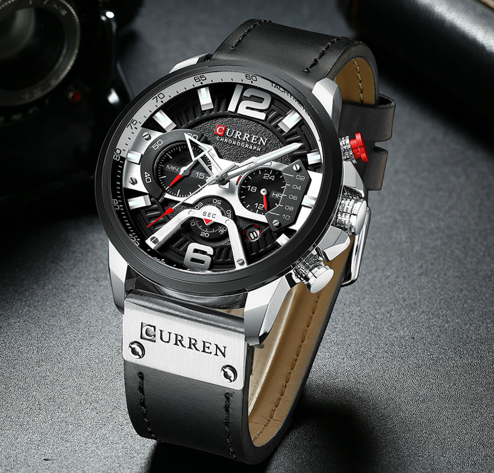 CURREN Casual Sport Watches Men Top Brand Luxury Military Leather WristWatch Clock Chronograph Watch