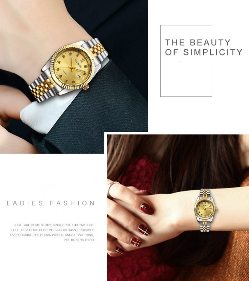 WLISTH Brand high-end couple watches for men or women fashion waterproof business gold watchs wristwatches luminous quartz watched