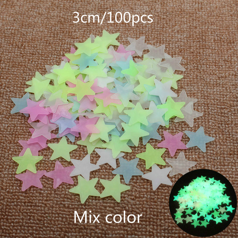 100PCS Luminous series size star wall stickers bedroom living room home independent DIY wall sticker