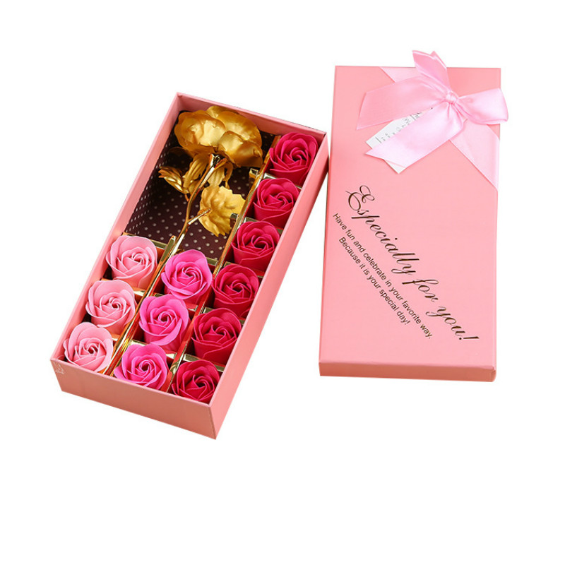 24K Gold Foil Rose Christmas Gift Gold Rose Soap Flower Gift Box Creative Valentine&apos;s Day Gift