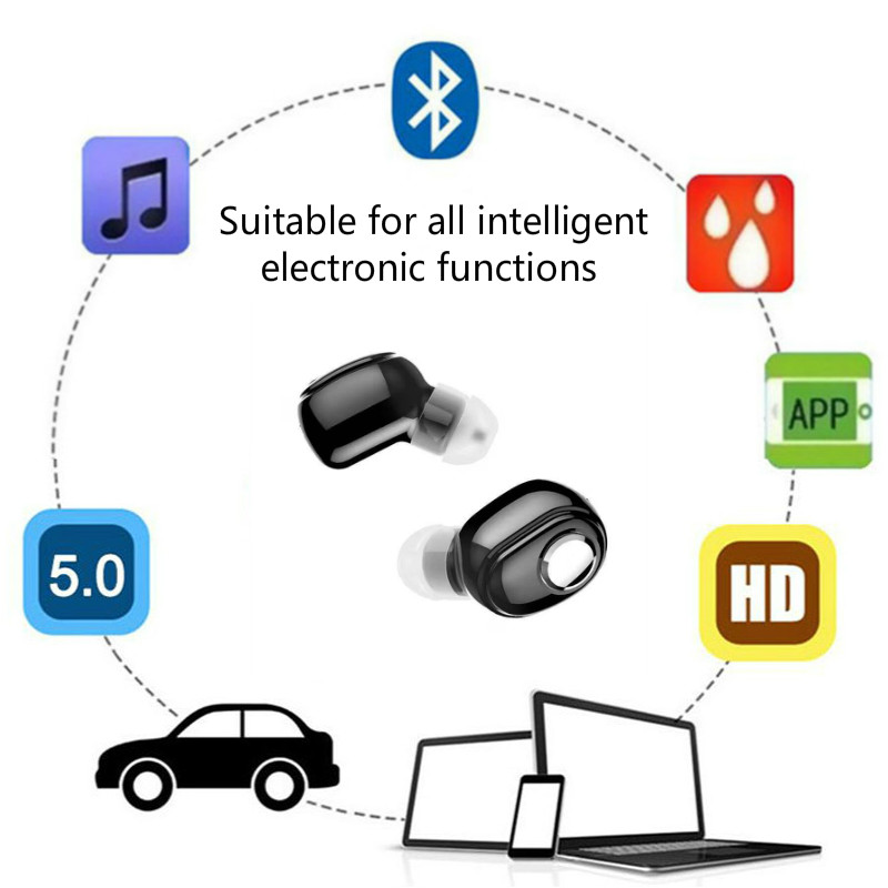 1PCS Bluetooth 5.0 Mini Invisible Waterproof Wireless In-Ear Single Subwoofer earphone