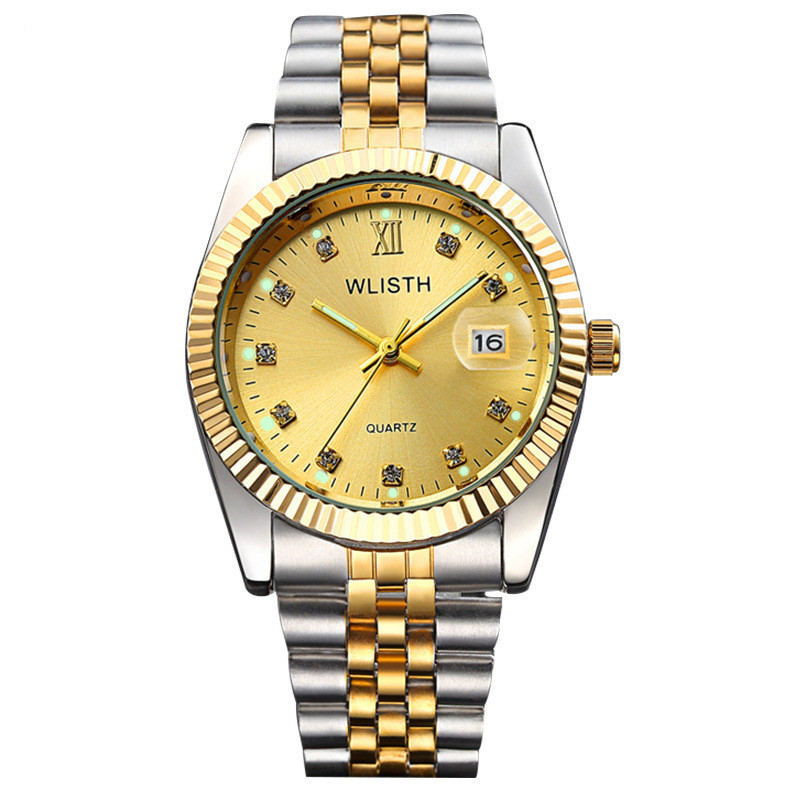 WLISTH Brand high-end couple watches for men or women fashion waterproof business gold watchs wristwatches luminous quartz watched