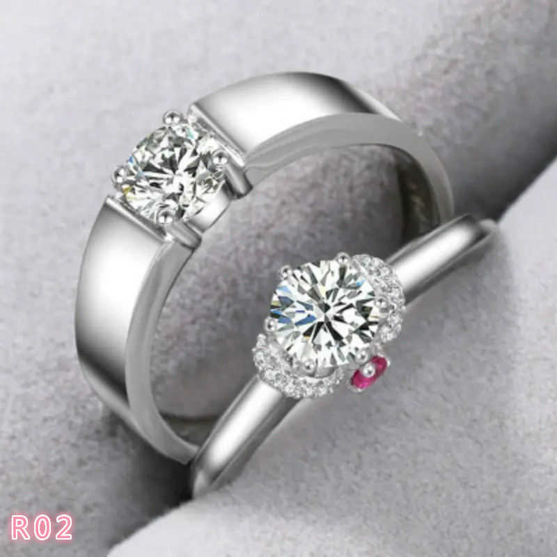 2PCS/SET Couple rings set for men women adjustable rings jewelry korean style ring wedding jewellery