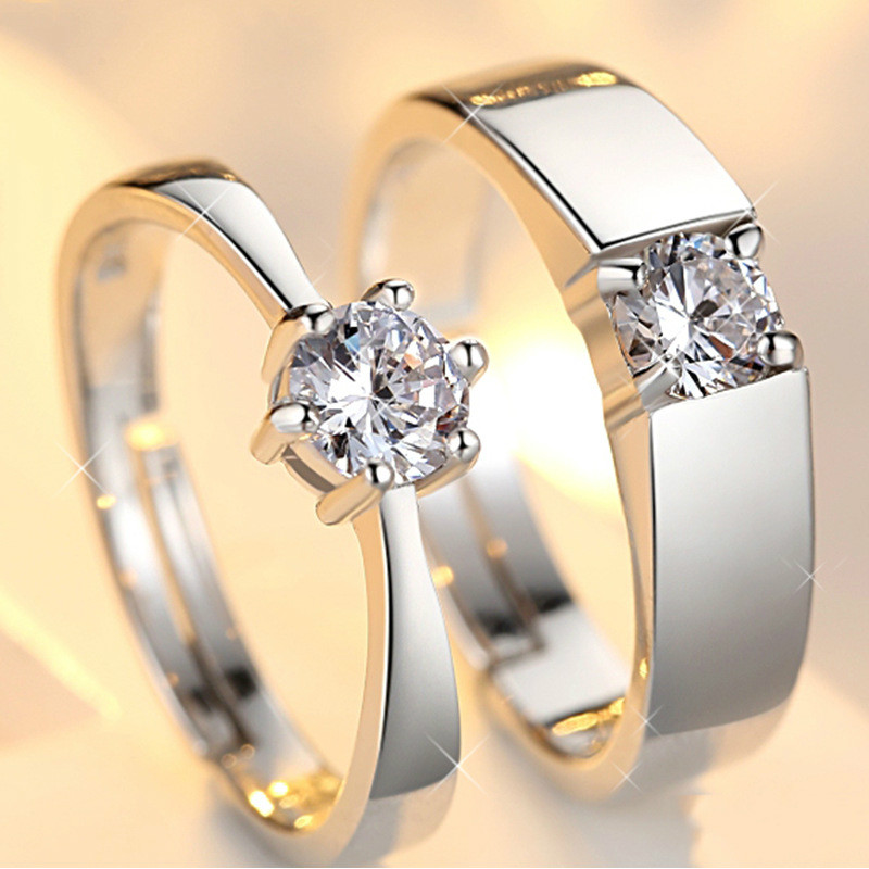 2PCS/SET Couple rings set for men women adjustable rings jewelry korean style ring wedding jewellery