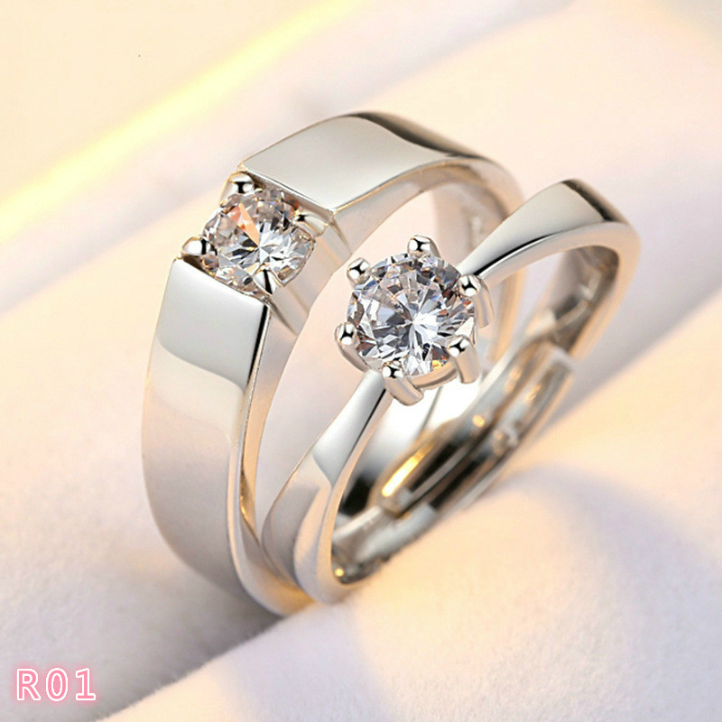 2PCS/SET Couple rings set for men women adjustable rings jewelry korean style ring wedding jewellery