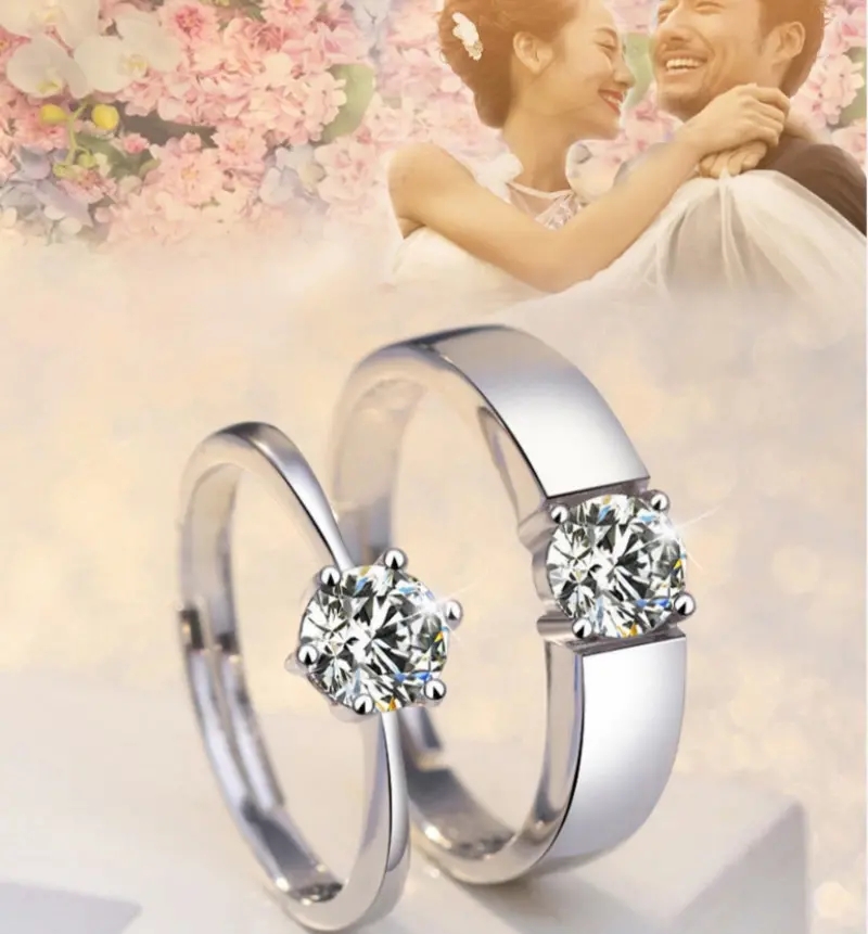 2PCS/SET Couple rings set for men women adjustable rings jewelry korean style ring wedding jewellery