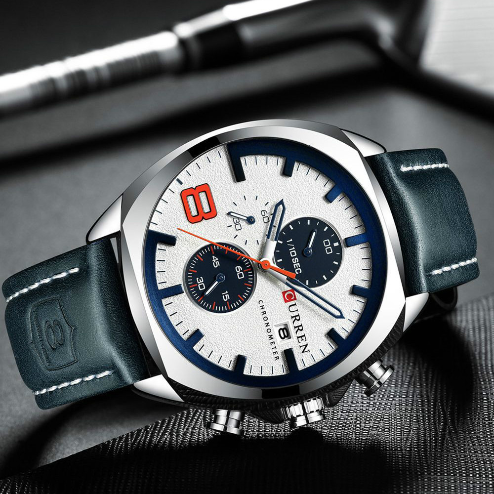 CURREN brand men&apos;s watch fashion sports leather waterproof watch calendar men&apos;s watch  watches