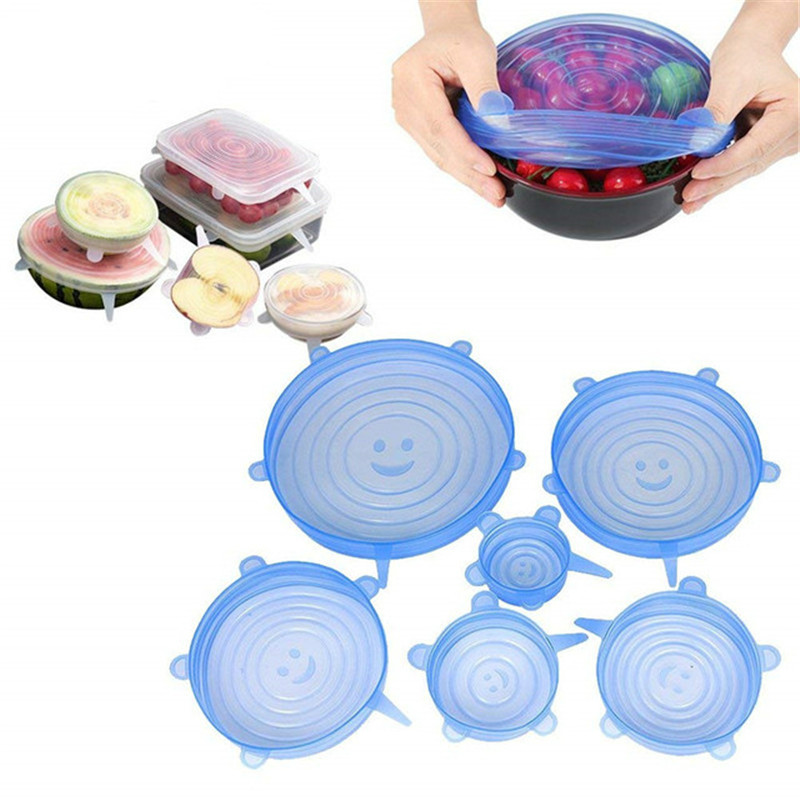 6 Pcs Kitchen Gadgets Accessories Reusable Silicon Stretch Universal Lids Food Bowl Kitchen Tools