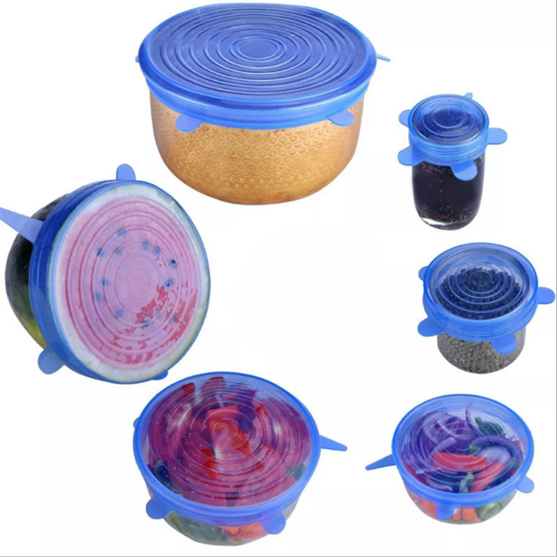 6 Pcs Kitchen Gadgets Accessories Reusable Silicon Stretch Universal Lids Food Bowl Kitchen Tools