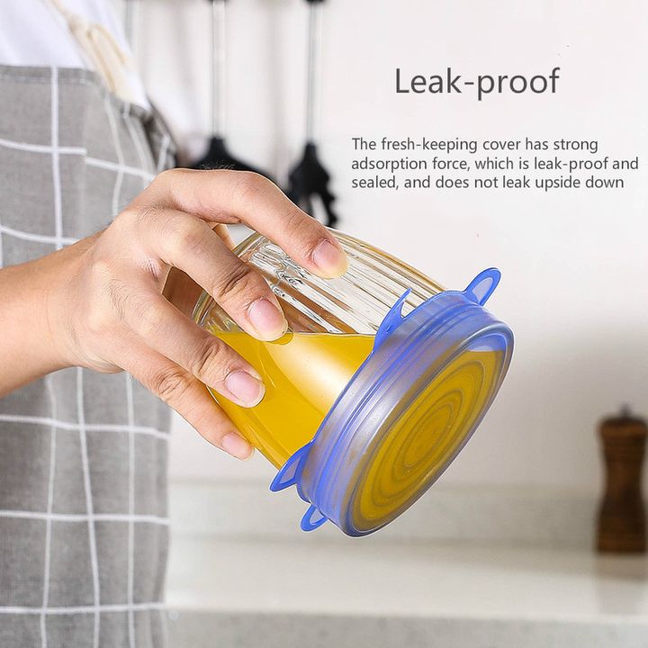 6 Pcs Kitchen Gadgets Accessories Reusable Silicon Stretch Universal Lids Food Bowl Kitchen Tools