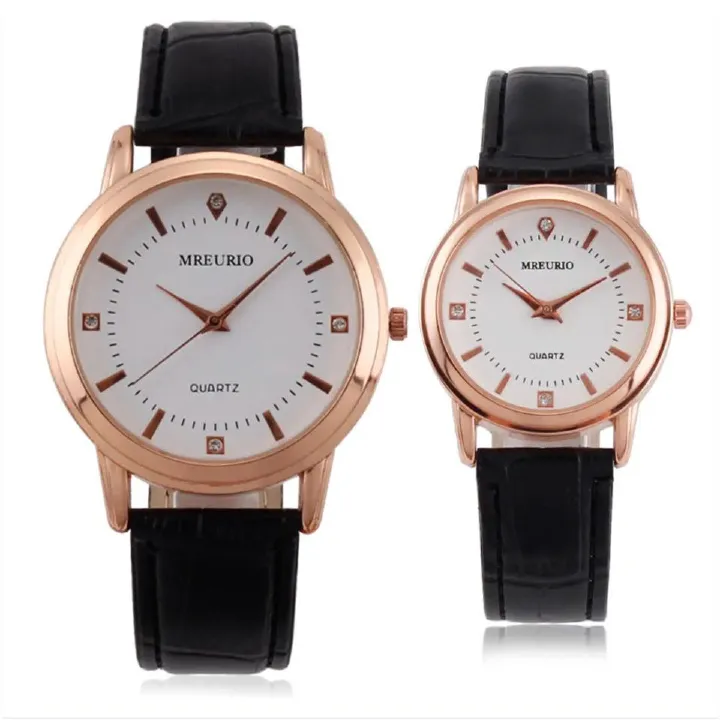 2Pcs Fashion Couple Quartz Watches Leather Strap Lover Watch Women And Men Student Valentine Gift Classic Luxury Clock Hand Brown Wristwatches