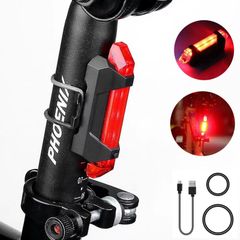 Bike Light LED Taillight Rear Tail Safety Warning Cycling Bicycle Portable Lights USB Rechargeable Outdoor Cycling Sports Night Riding Equipment Red as picture shows