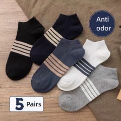 5Pcs Men's Socks Men's short socks Summer Sports Sweat-absorbing and odor-proof Boat Socks Men's Cotton Socks as picture colours