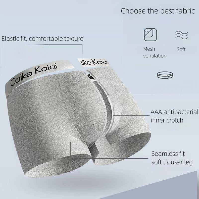 Caike Kaidi 4-piece gift box Men's underwear Men's Clothes Underwear  Men's  Boxer Briefs Cotton underwear Trend Antibacterial Breathable and Youth shorts Underwear