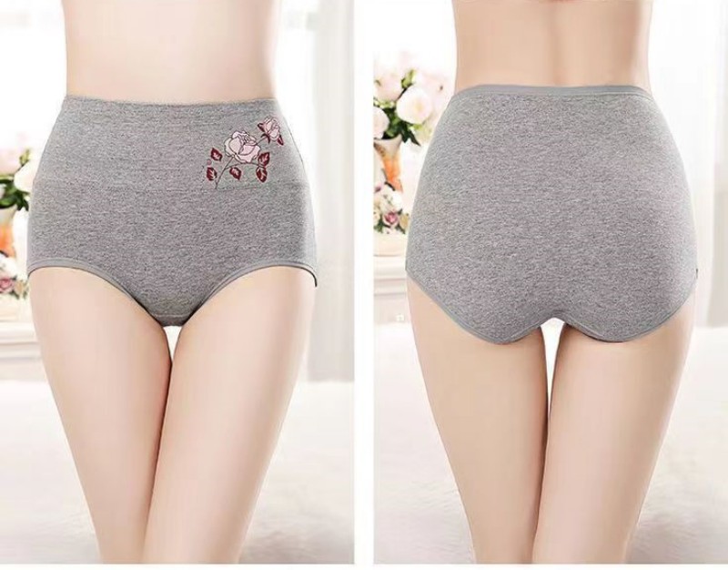 3Pcs High-waisted Pure Cotton Women Underwear Panties For Ladies Tummy Lift Hip Breathable Sweat-absorbent Sculpting Printed Women's Triangle Panties