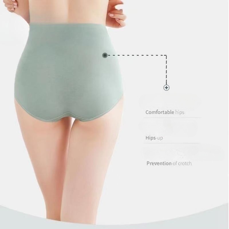 4PCS Pure Cotton Women's Panties Ladies Graphene Antibacterial High Waist Belly Hip Lift Seamless Breathable Women's Underwear