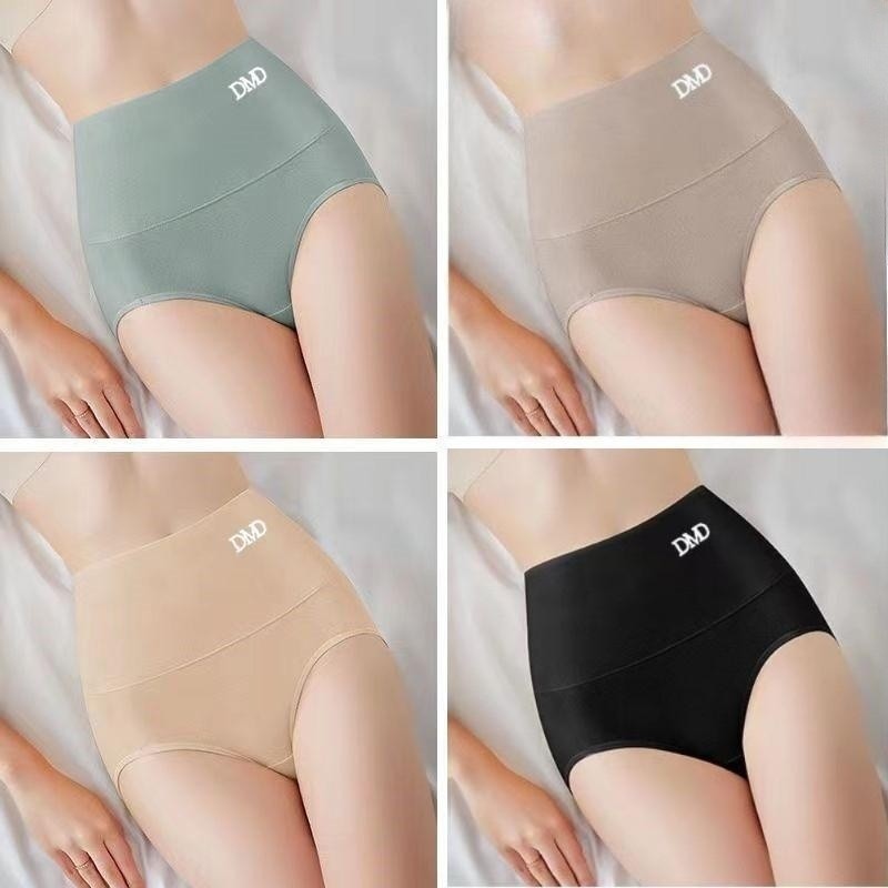 4PCS Pure Cotton Women's Panties Ladies Graphene Antibacterial High Waist Belly Hip Lift Seamless Breathable Women's Underwear