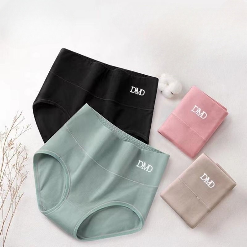 4PCS Pure Cotton Women's Panties Ladies Graphene Antibacterial High Waist Belly Hip Lift Seamless Breathable Women's Underwear