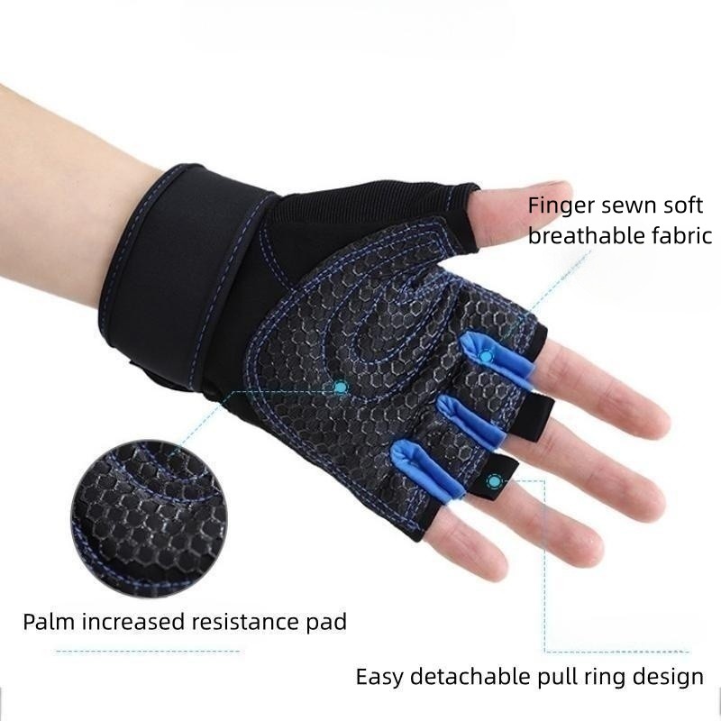 A pair Long Wrist Half-finger Gloves Men's And Women's Motorcycle Gloves Fitness Barbell Equipment Weightlifting Outdoor Sports Cycling Gloves