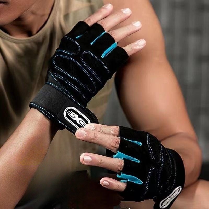 A pair Long Wrist Half-finger Gloves Men's And Women's Motorcycle Gloves Fitness Barbell Equipment Weightlifting Outdoor Sports Cycling Gloves