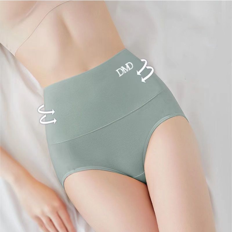 4PCS Pure Cotton Women's Panties Ladies Graphene Antibacterial High Waist Belly Hip Lift Seamless Breathable Women's Underwear