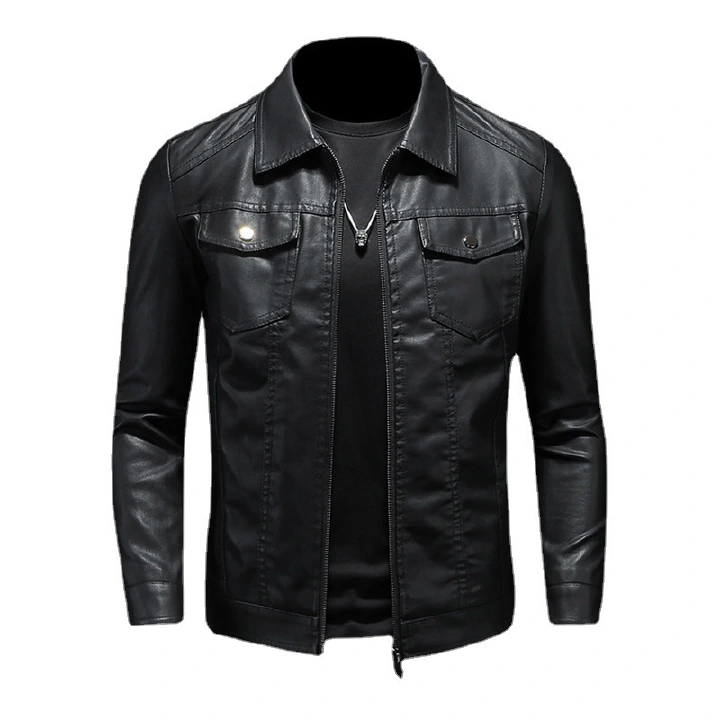 Men's Leather Jacket 2022 New Spring and Autumn Winter Korean Edition Slim Trend Motorcycle Jacket Men's Leather Jacket